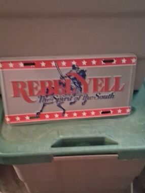 Vintage Rebel Yell Red and Blue Metal Sign